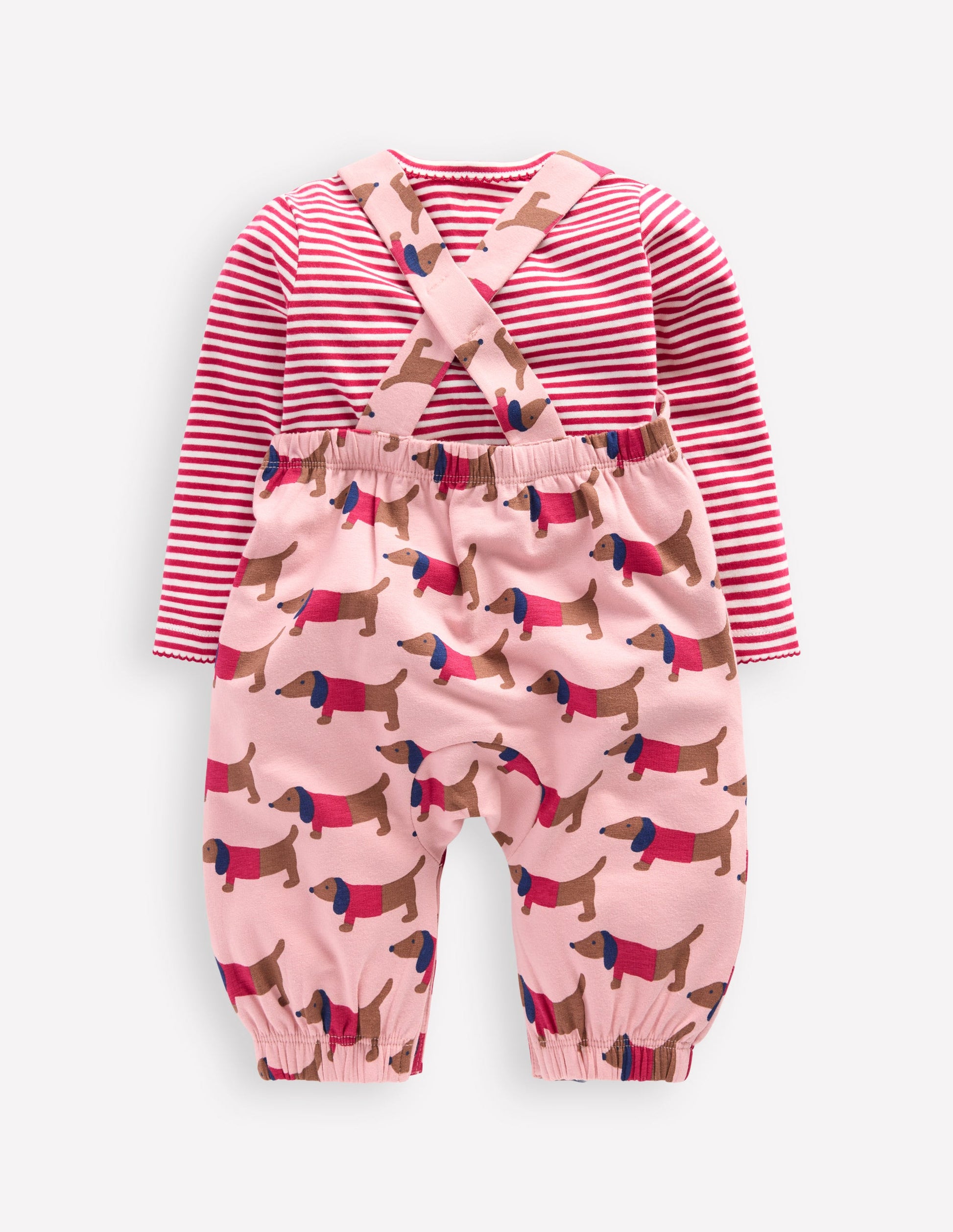 Jersey Overalls Set-Pink Sausage Dogs-2