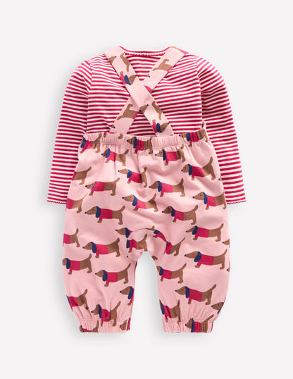 Jersey Overalls Set-Pink Sausage Dogs-2
