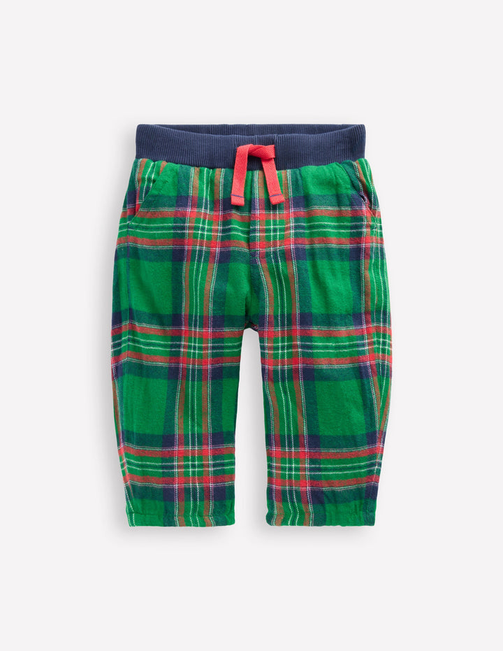 Cosy Lined Pants-Green Check