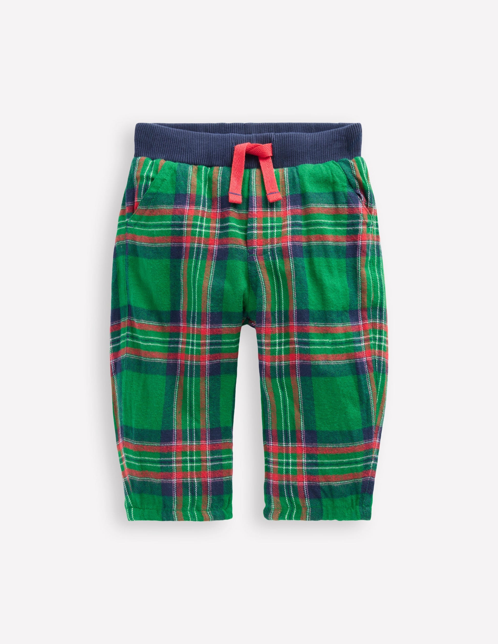 Cosy Lined Pants-Green Check-1