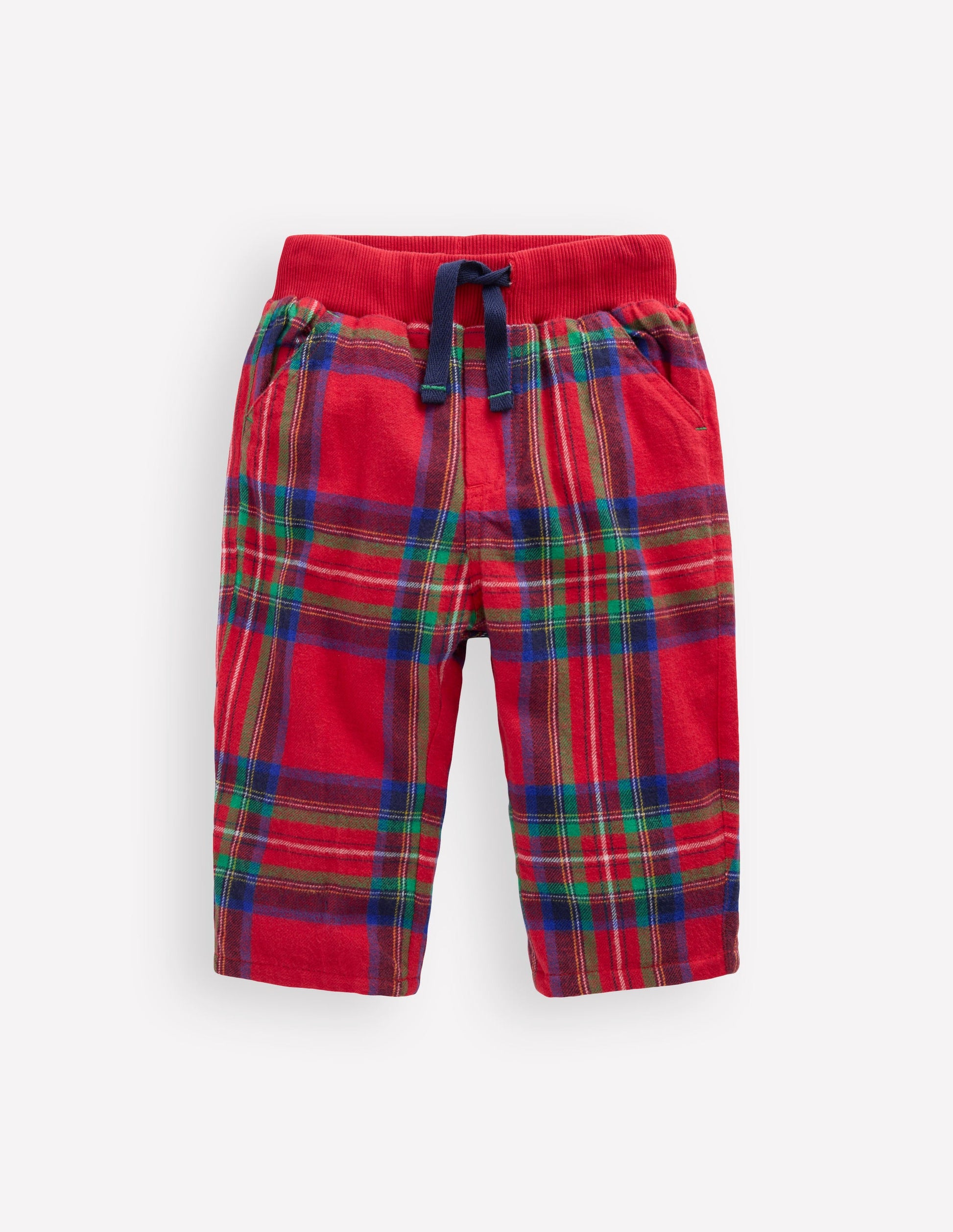 Cosy Lined Pants-Red Check-1