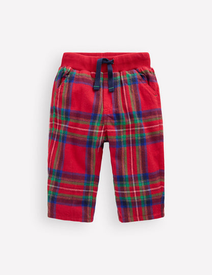 Cosy Lined Pants-Red Check-1
