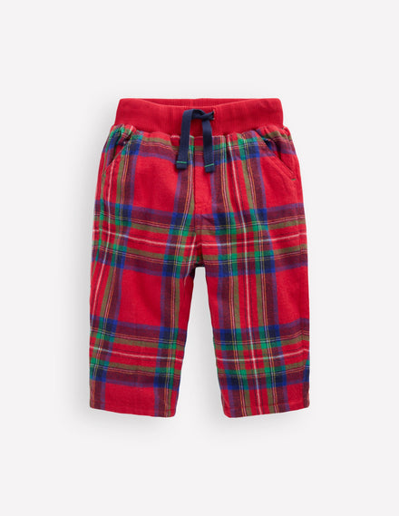 Cosy Lined Pants-Red Check
