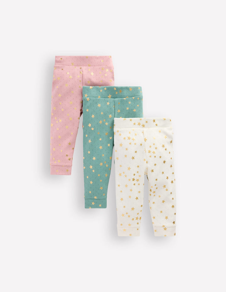 Pointelle 3-pack Leggings-Multi Foil Stars