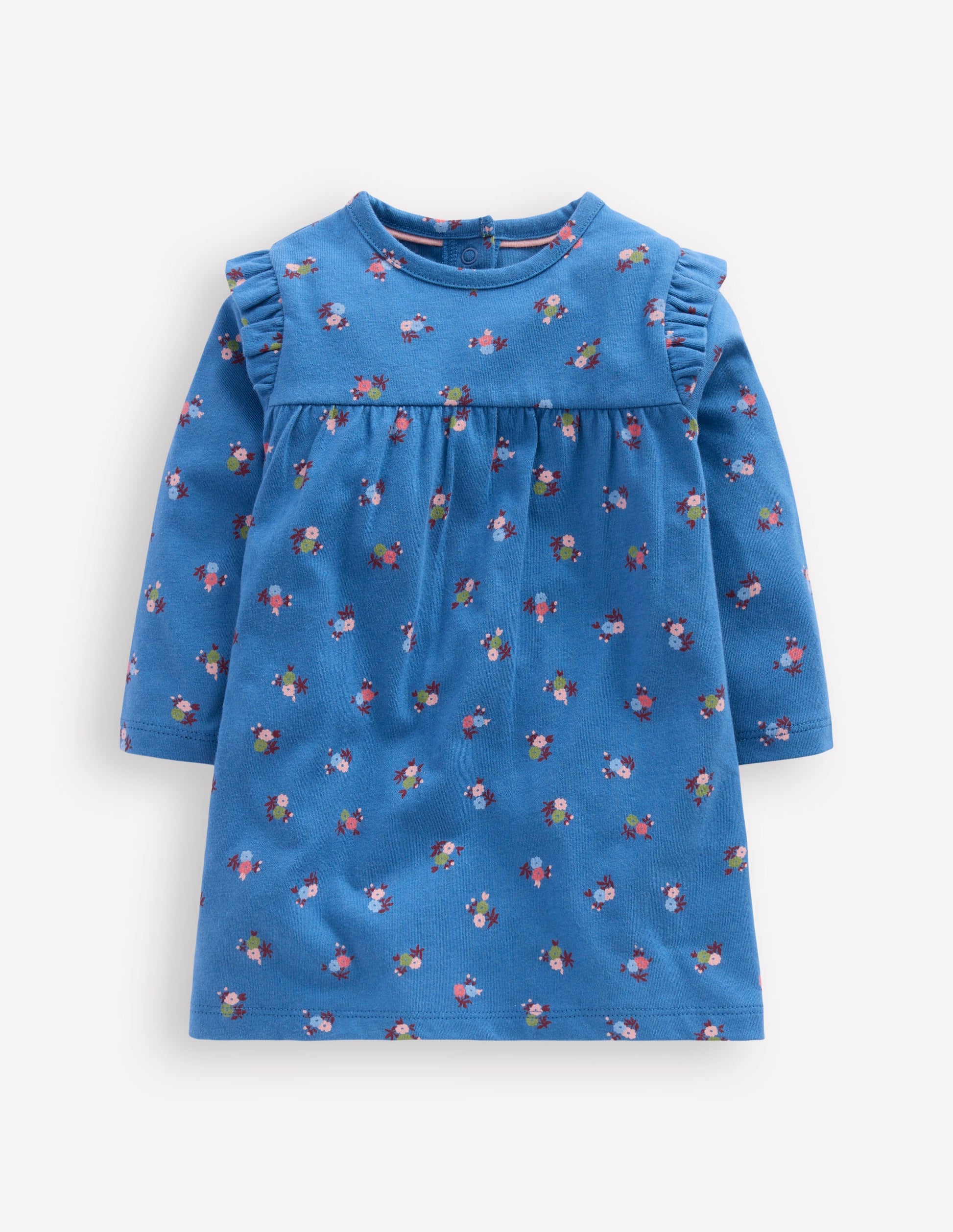 Printed Jersey Dress-Blue Floral-1