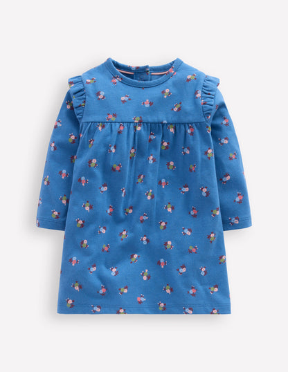 Printed Jersey Dress-Blue Floral-1