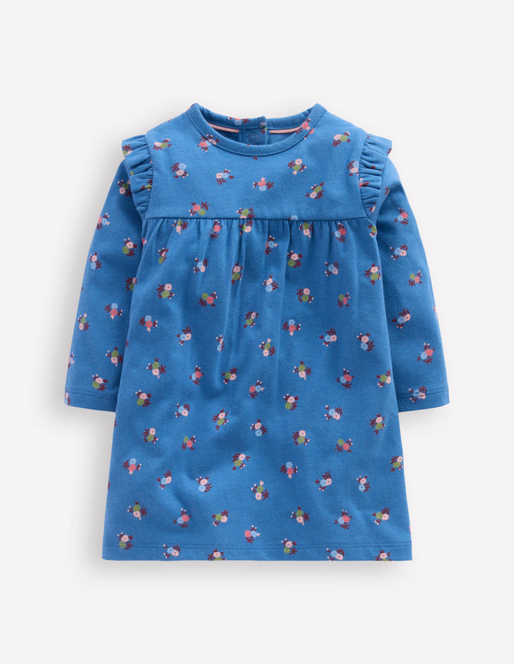 Printed Jersey Dress-Blue Floral