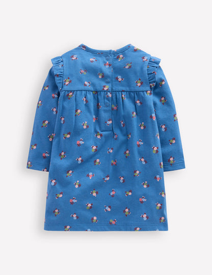 Printed Jersey Dress-Blue Floral-2