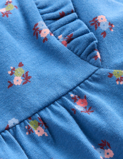 Printed Jersey Dress-Blue Floral-3