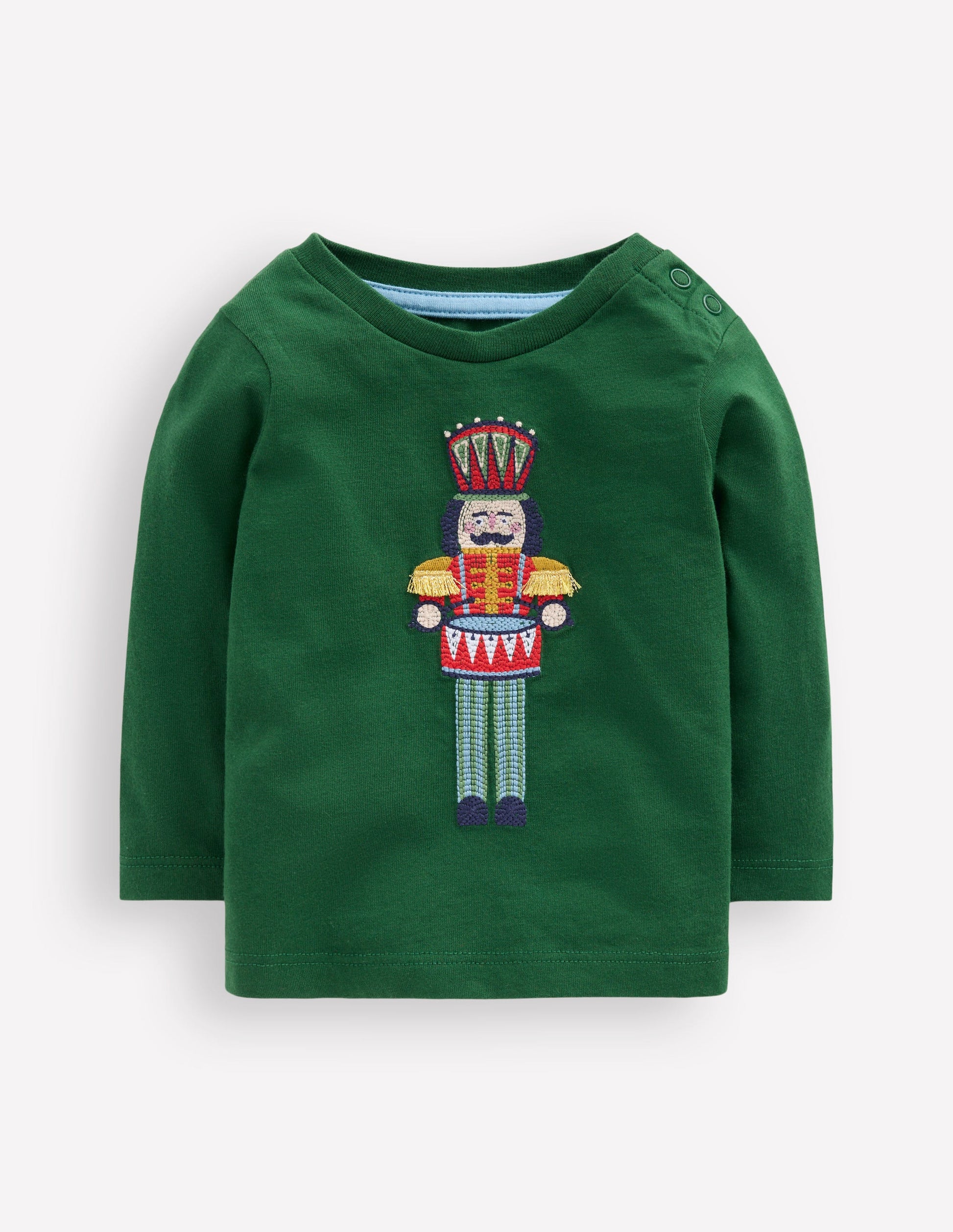 Long Sleeve Applique T-Shirt-Pine Green Nutcracker-1