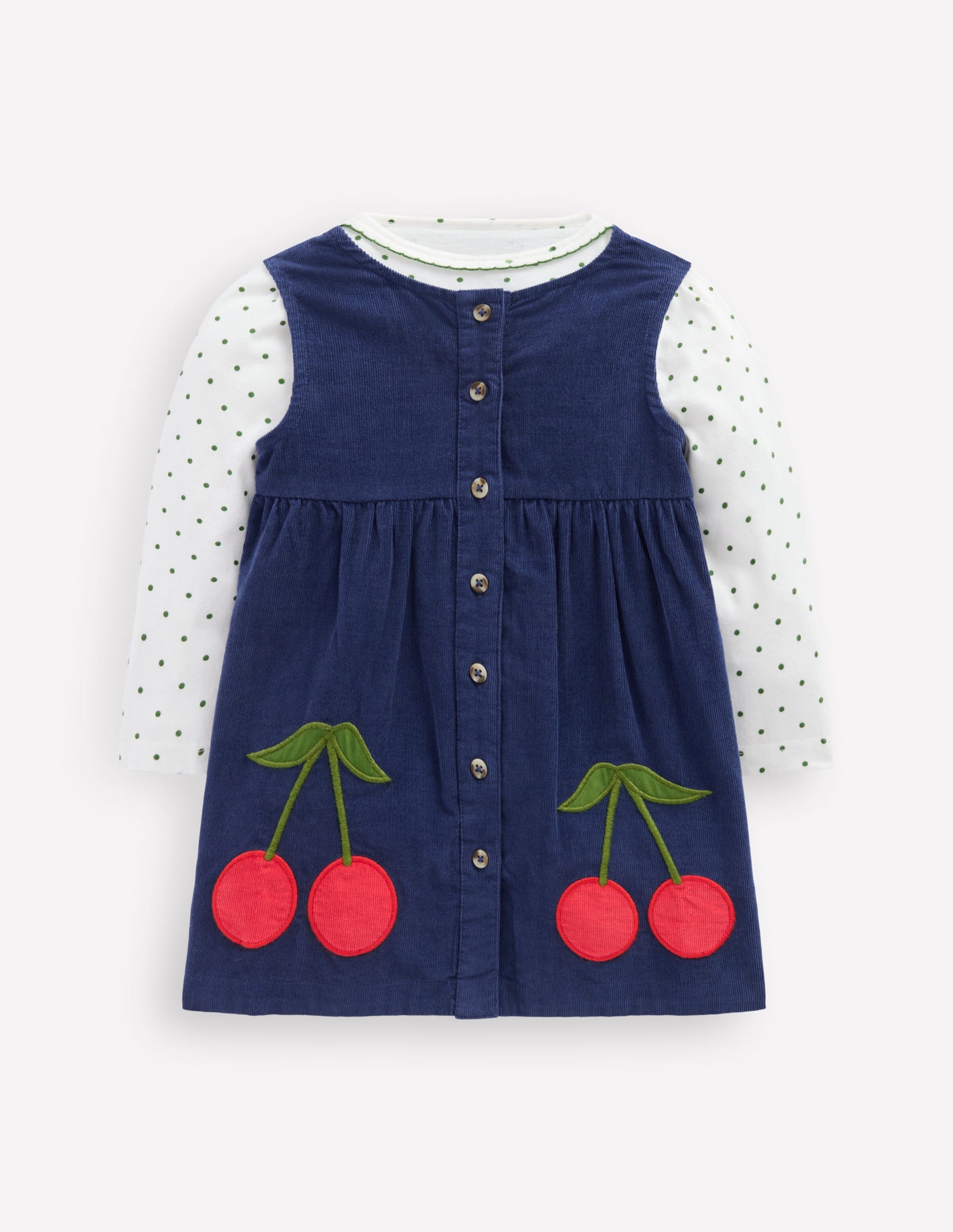 Woven Pinny Dress Set-College Navy Cherries | Boden USA Woven Pinny Dress Set-College Navy Cherries | Boden USA