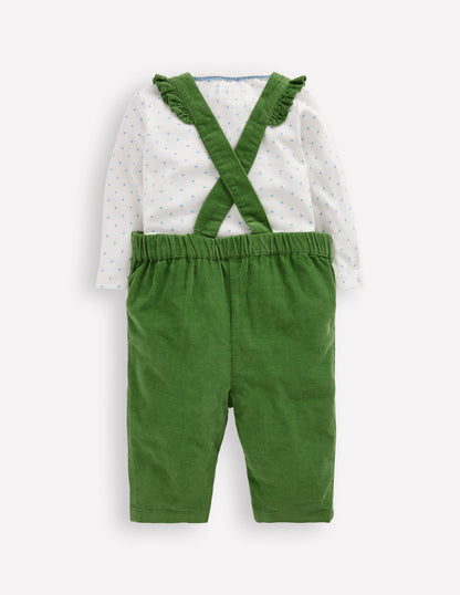 Woven Overalls Set-Broccoli Green Embroidered-2