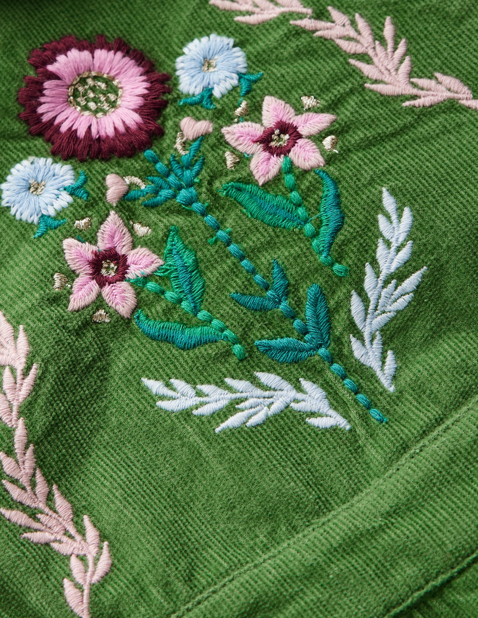 Woven Overalls Set-Broccoli Green Embroidered - Image 3