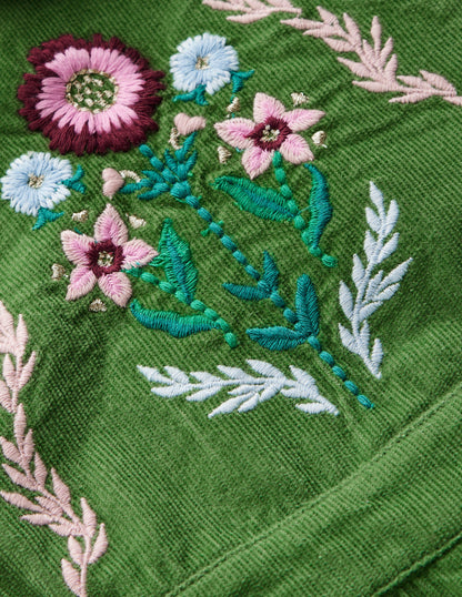 Woven Overalls Set-Broccoli Green Embroidered-3