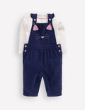 Woven Overalls Set-Navy Cat