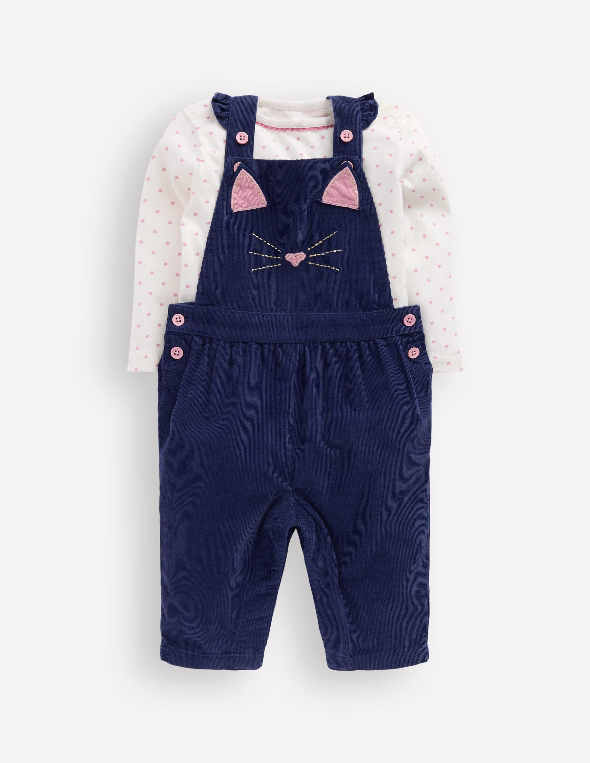 Woven Overalls Set-Navy Cat - Image 1