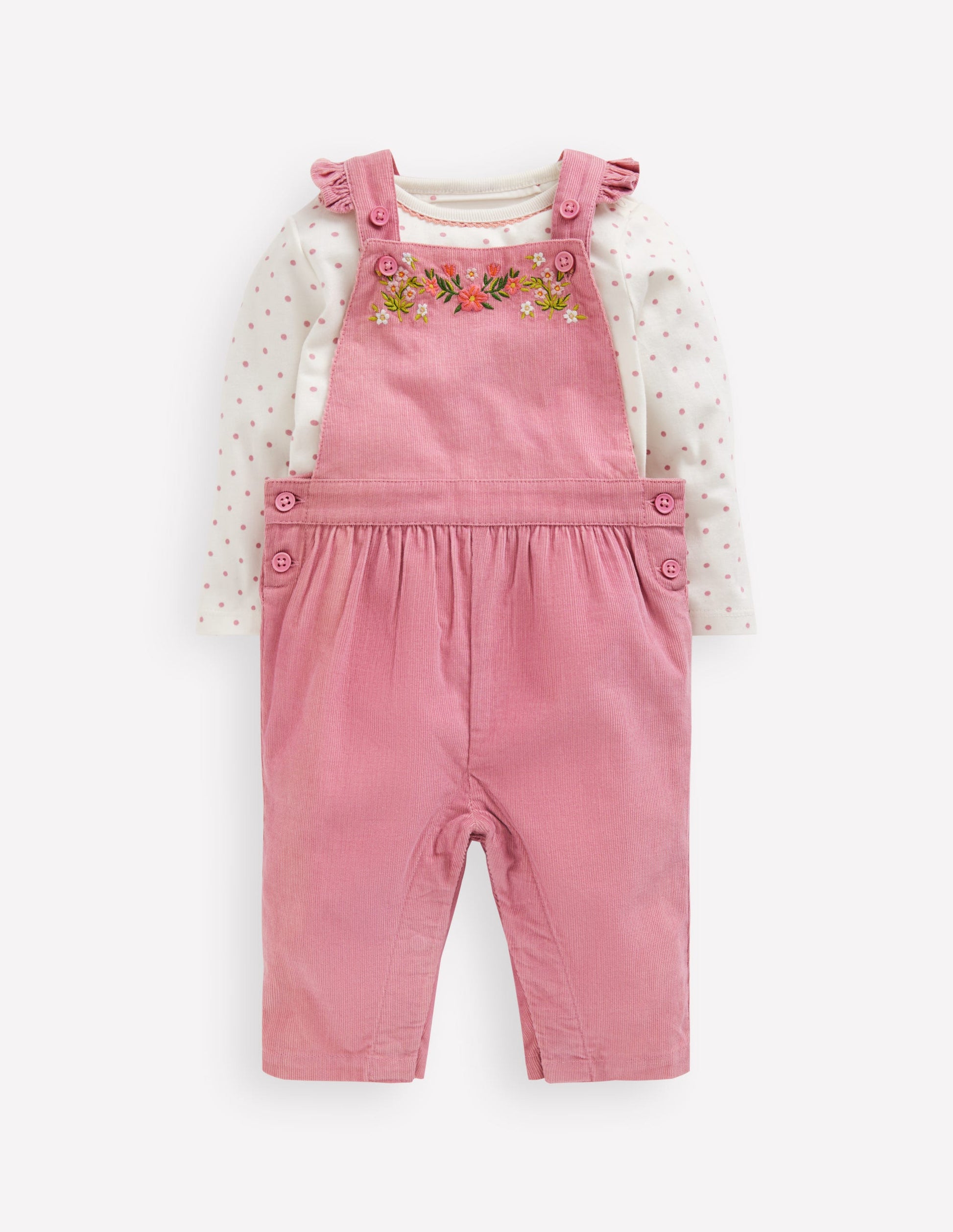 Woven Overalls Set-Pink Haze Floral Embroidery-1