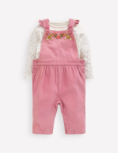 Woven Overalls Set-Pink Haze Floral Embroidery-1