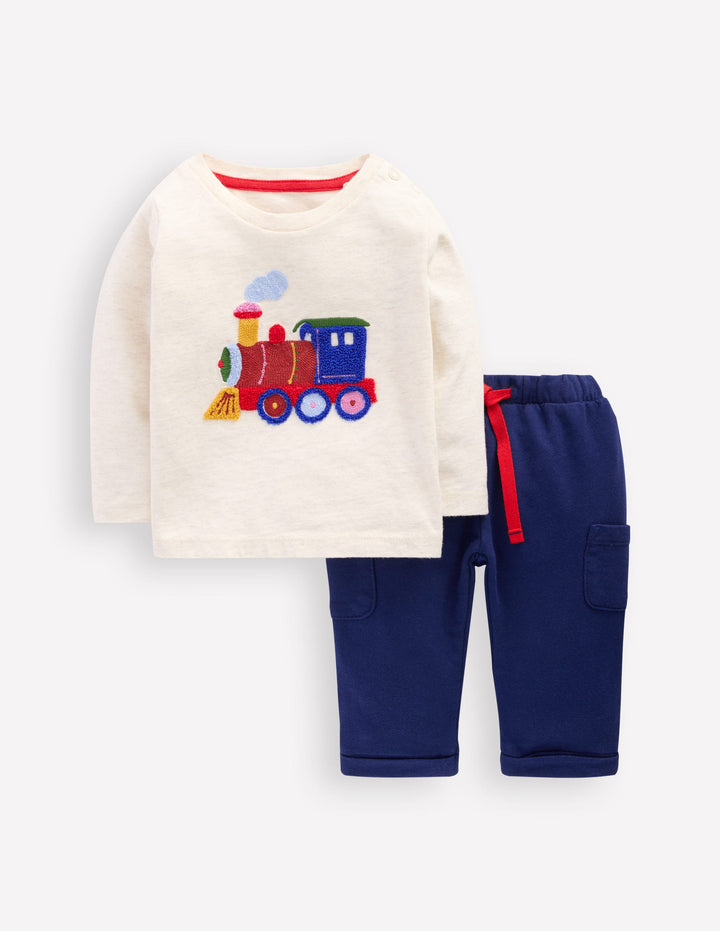 Jersey Overalls Play Set-Oatmeal Marl Train