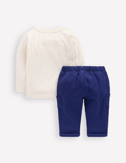 Jersey Overalls Play Set-Oatmeal Marl Train-2