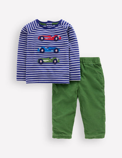 Woven & Jersey Play Set-Blue Stripe Cars-1