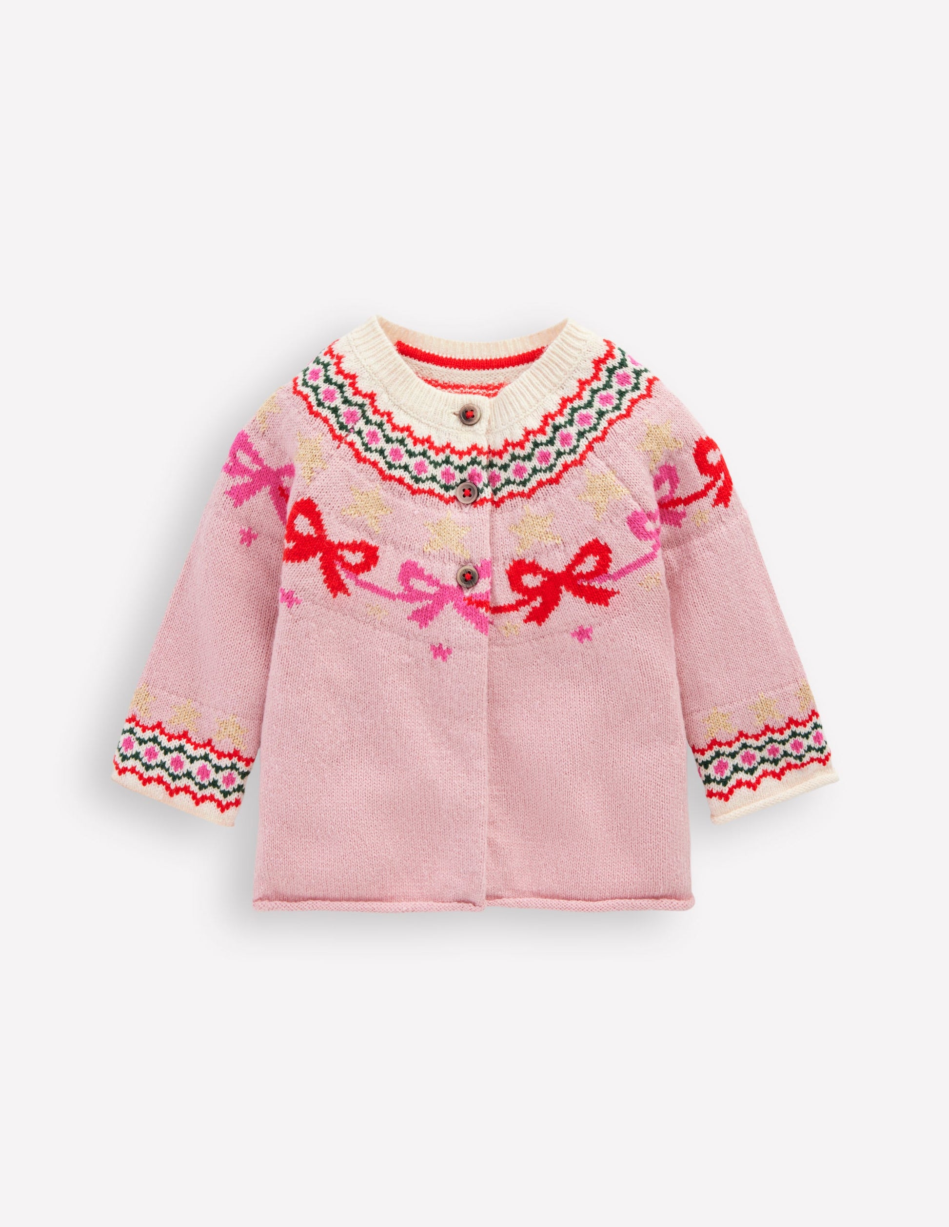 Edie Fair Isle Cardigan-Vintage Pink Bows-1