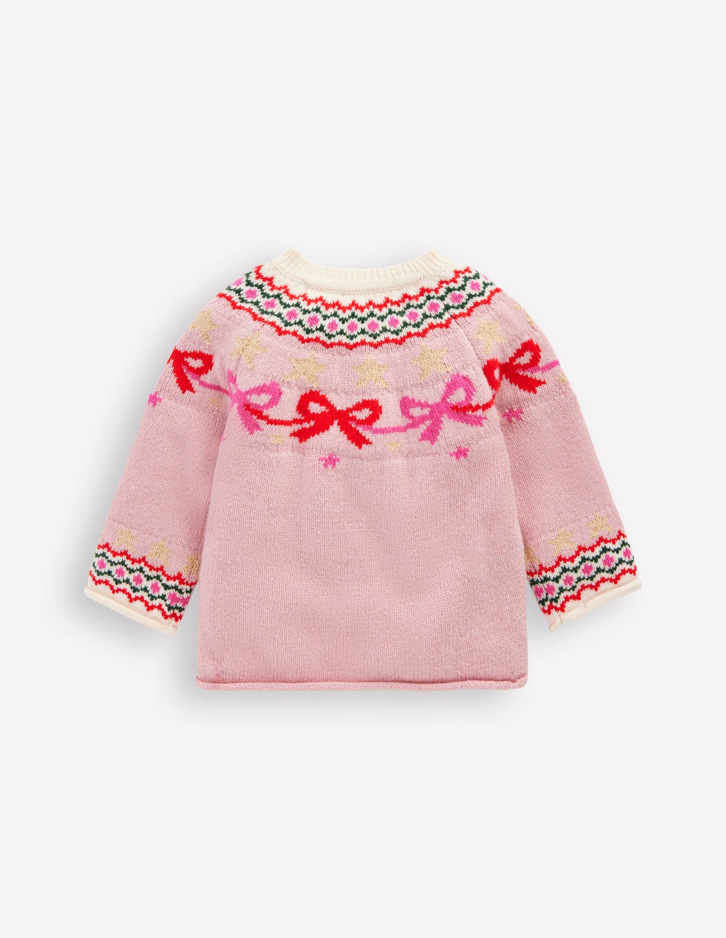 Edie Fair Isle Cardigan-Vintage Pink Bows