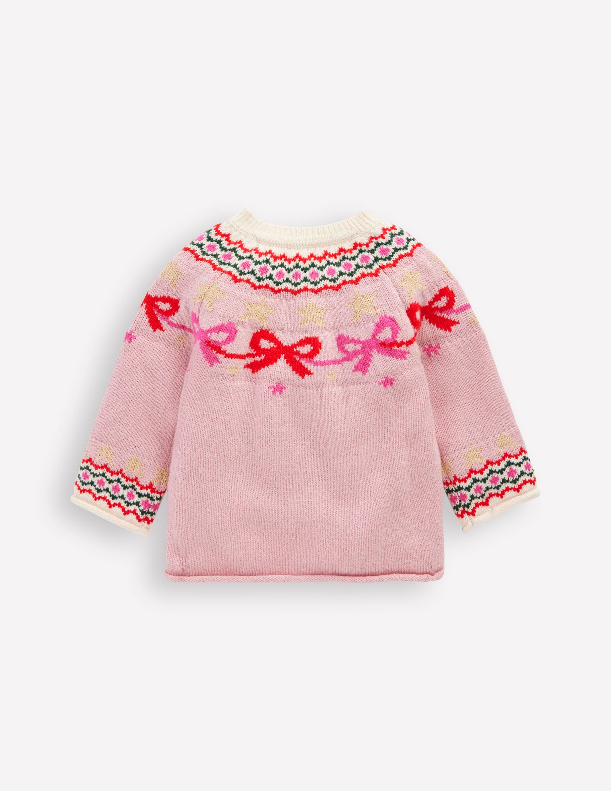 Edie Fair Isle Cardigan-Vintage Pink Bows-2
