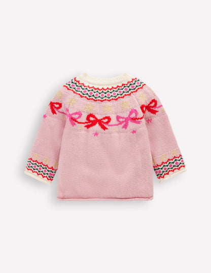 Edie Fair Isle Cardigan-Vintage Pink Bows-2