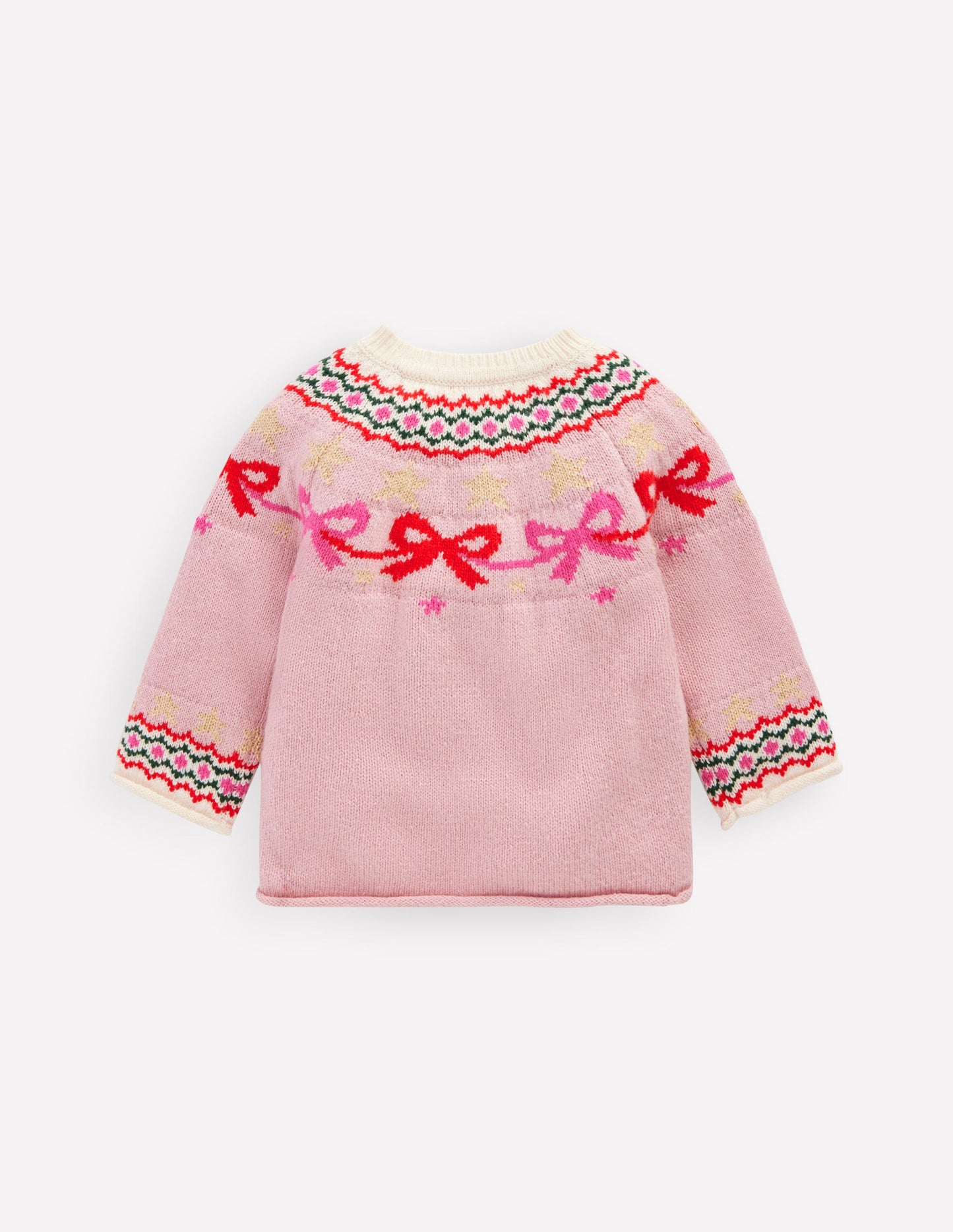 Edie Fair Isle Cardigan-Vintage Pink Bows