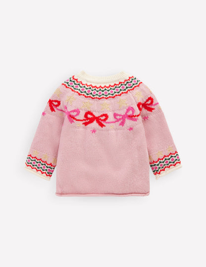 Edie Fair Isle Cardigan-Vintage Pink Bows-2