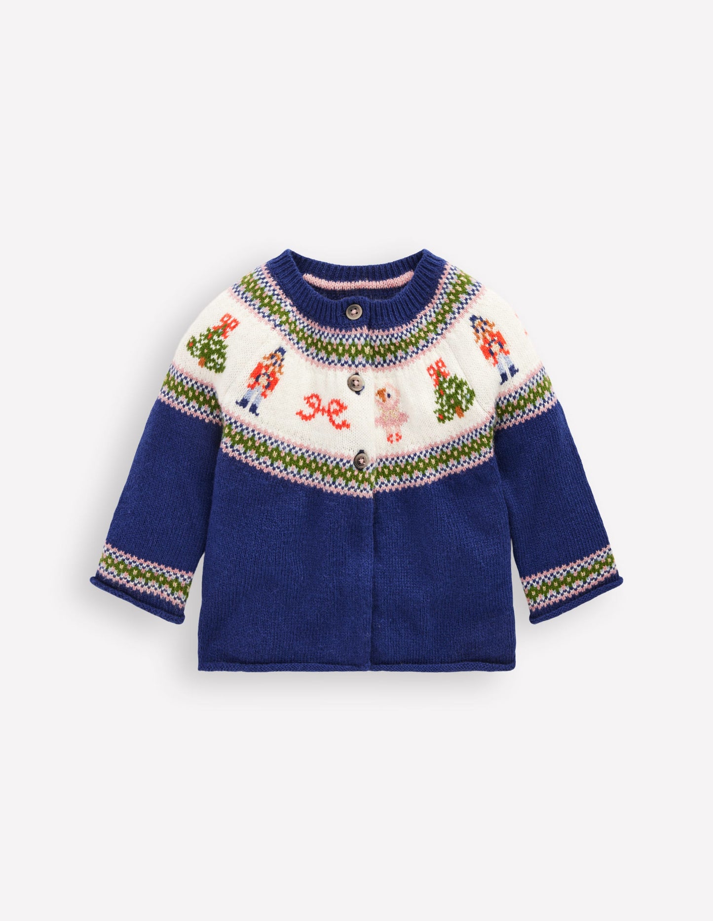 Edie Fair Isle Cardigan-College Navy Nutcracker