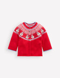 Fair Isle Cardigan-Poppy Red Snowman