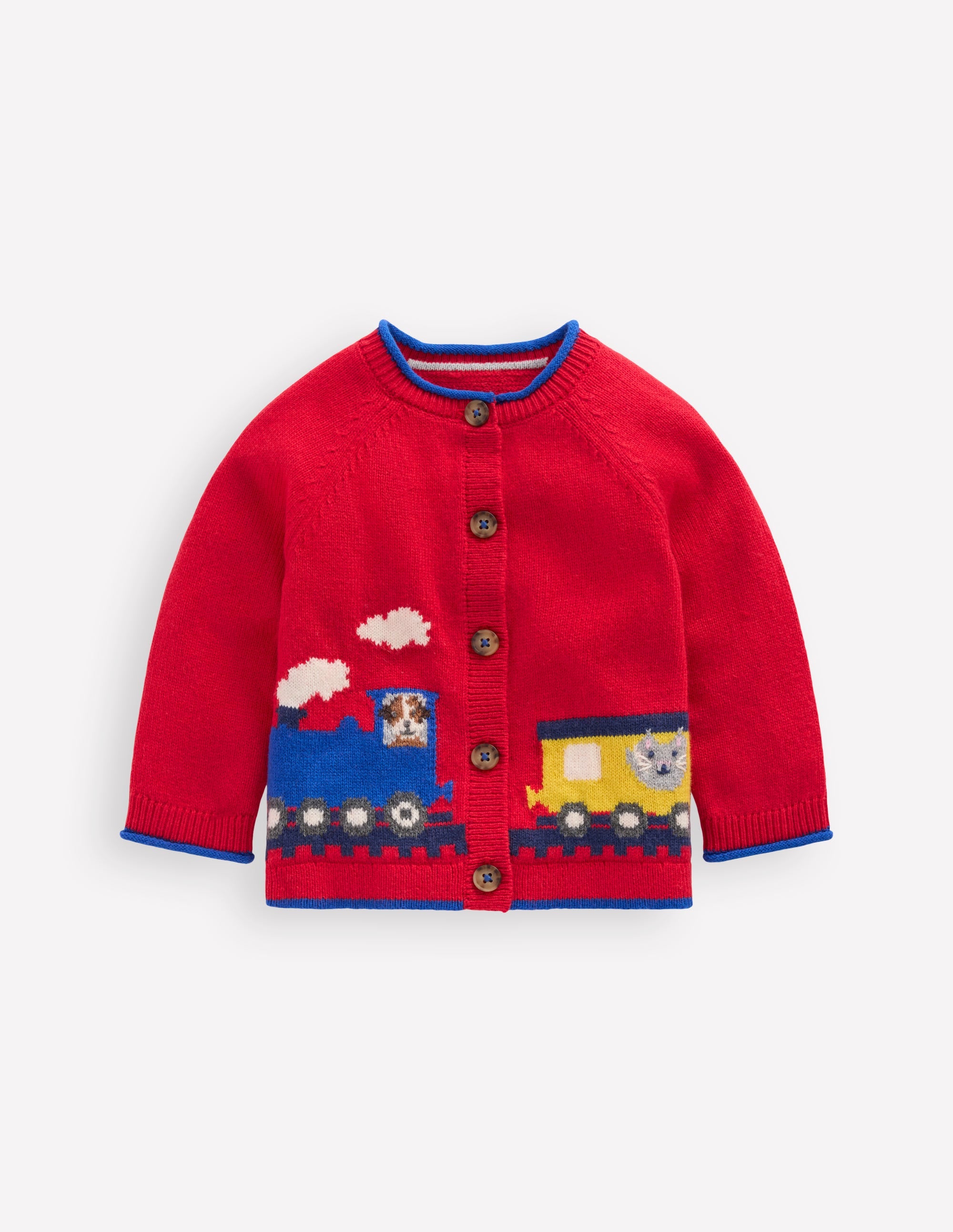 Novelty Logo Cardigan-Rockabilly Red Trains - Image 1