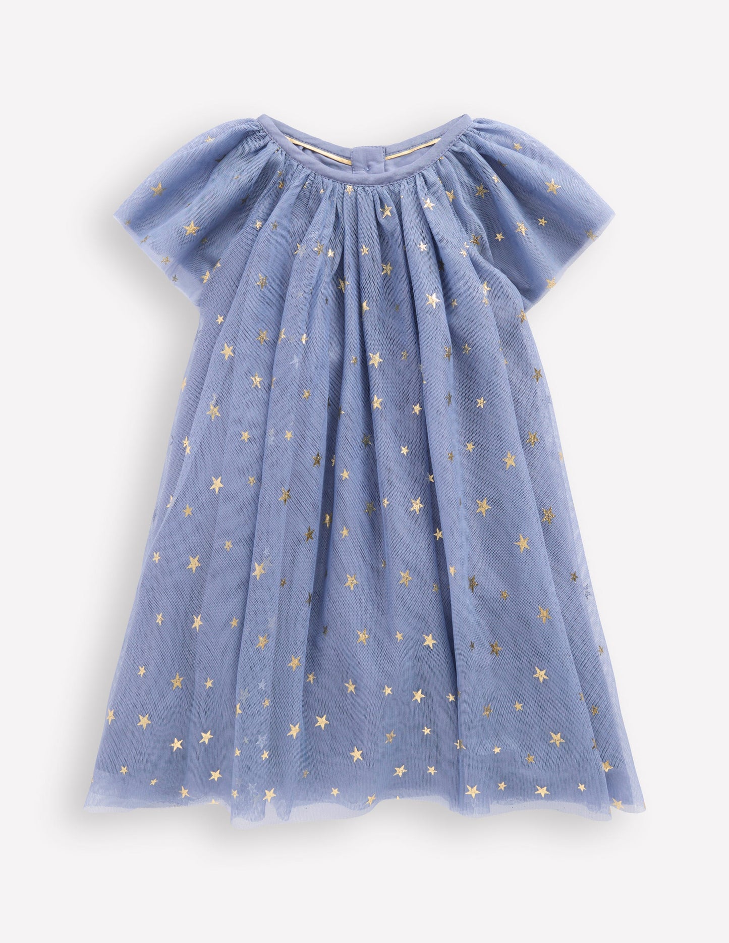 Layered Tulle Dress-Blue Gold Foil Star