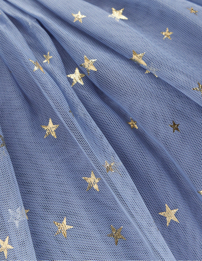 Layered Tulle Dress-Blue Gold Foil Star-3