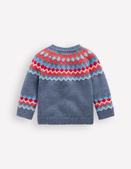 Fair Isle Button Sweater-Blue Classic Fair Isle-2
