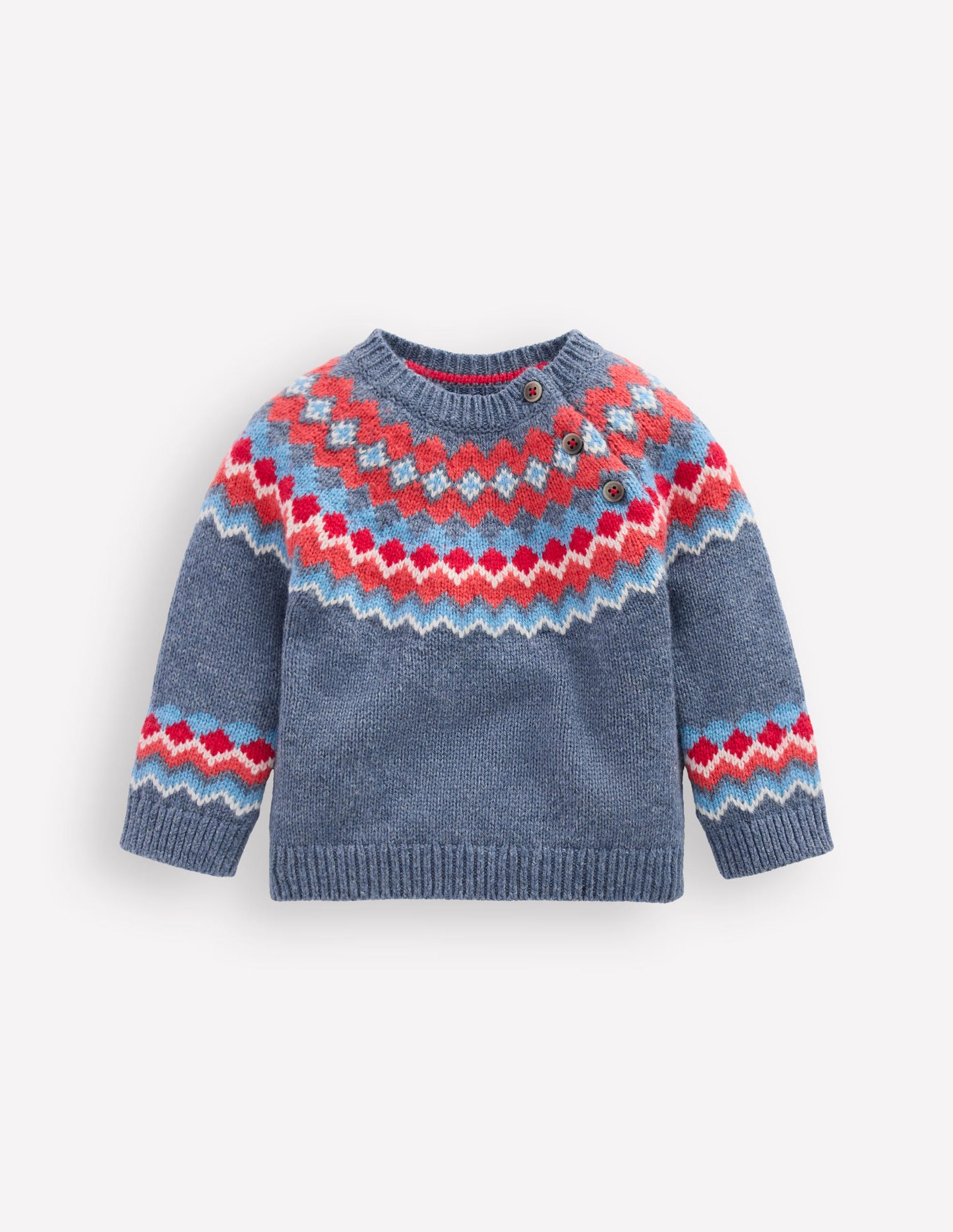 Fair Isle Button Sweater-Blue Classic Fair Isle