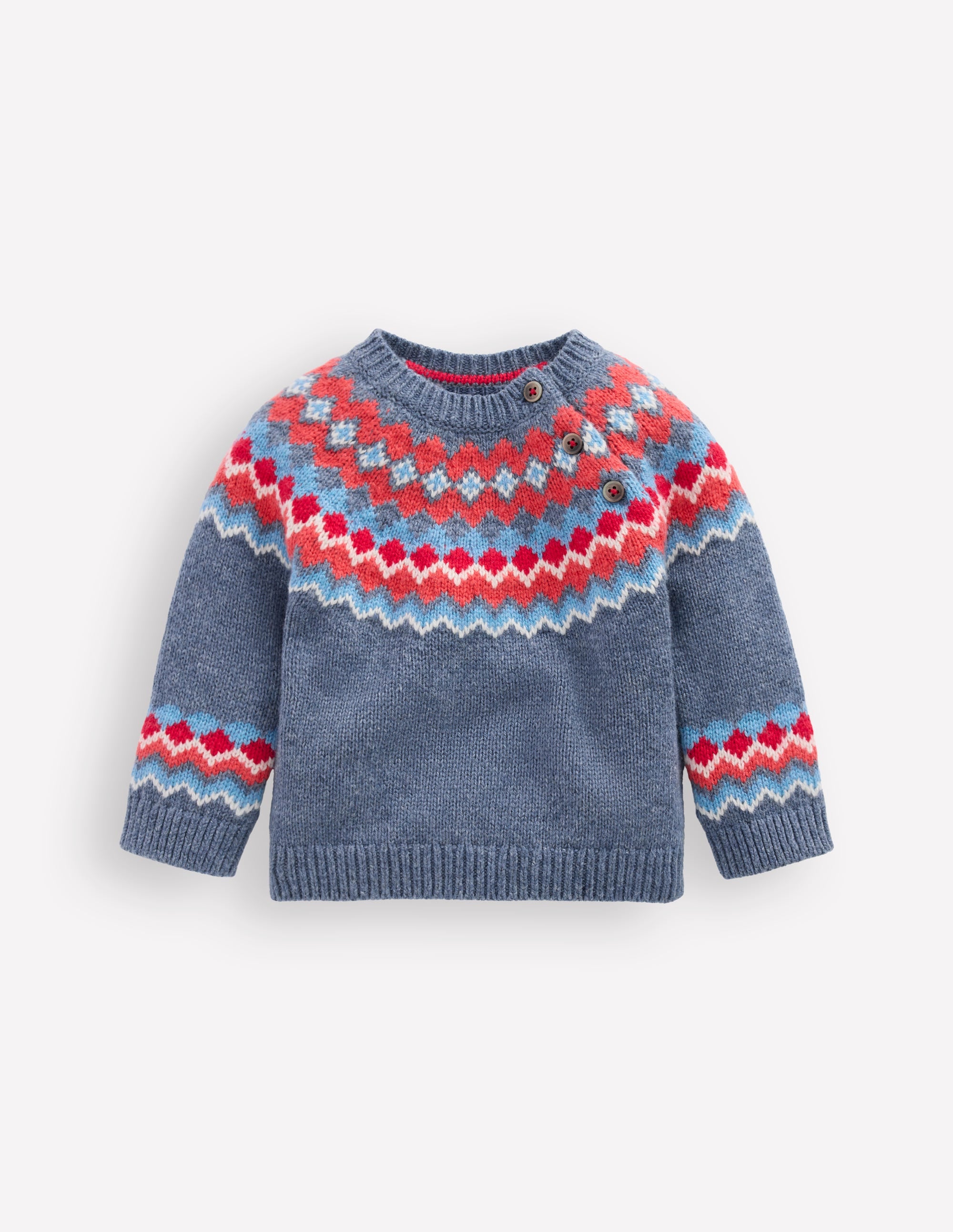 Fair Isle Button Sweater-Blue Classic Fair Isle - Image 1