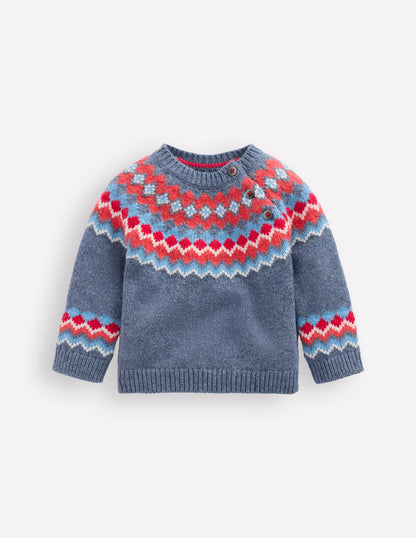 Fair Isle Button Sweater-Blue Classic Fair Isle-1