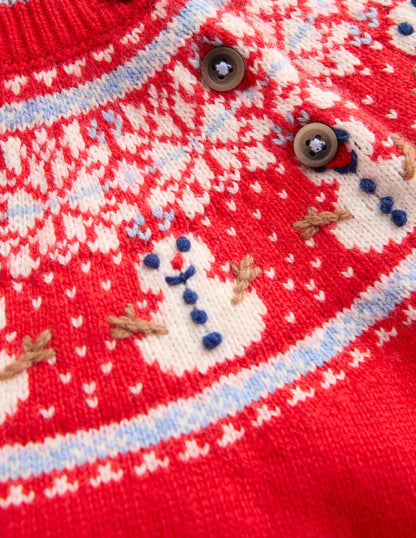 Fair isle Sweater-Red Snowman-3