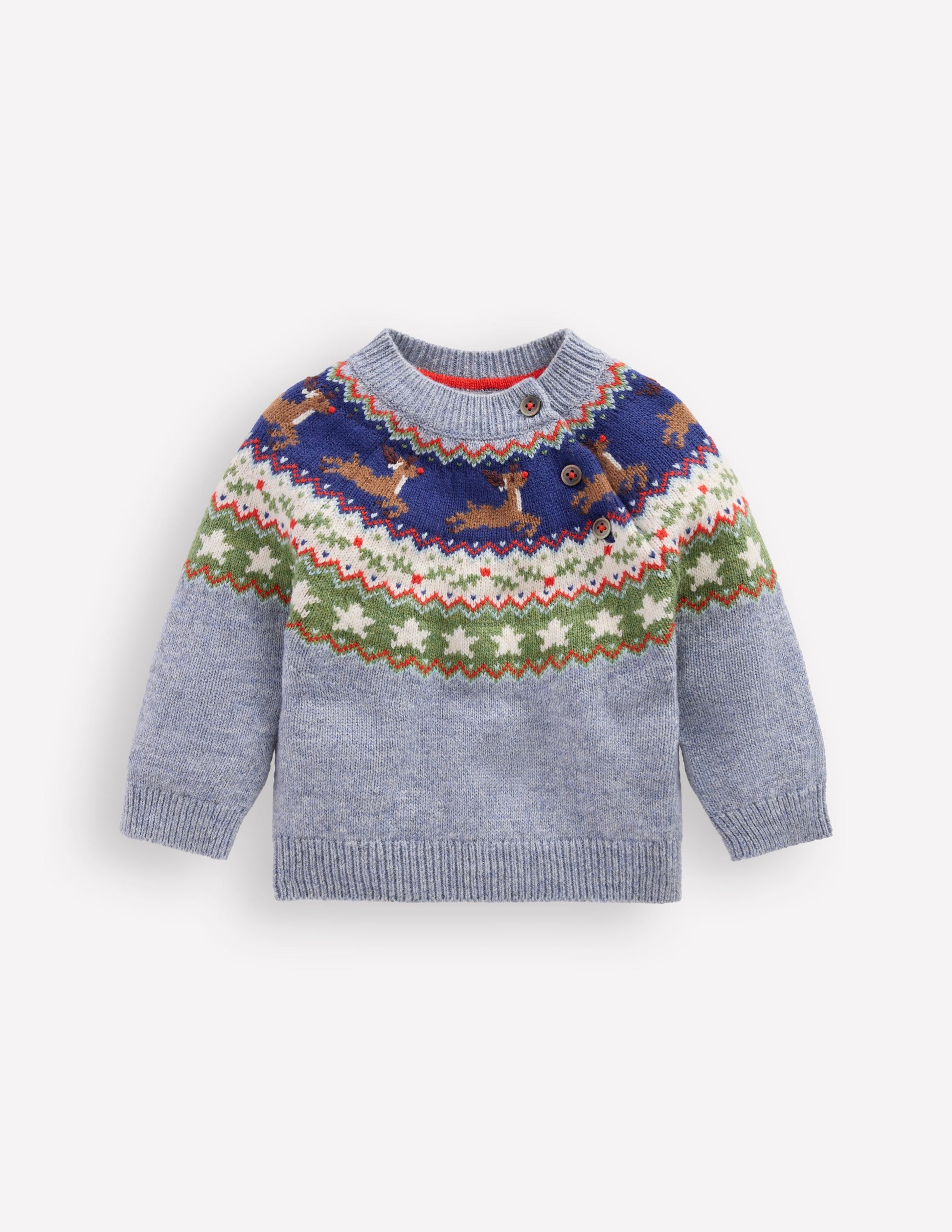 Fair isle Sweater-Blue Festive Reindeer-1