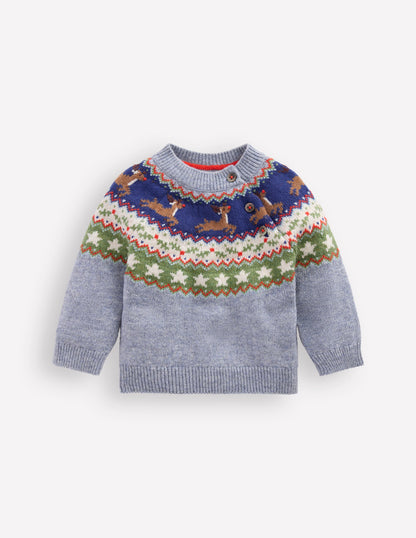 Fair isle Sweater-Blue Festive Reindeer-1