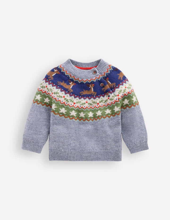 Fair isle Sweater-Blue Festive Reindeer