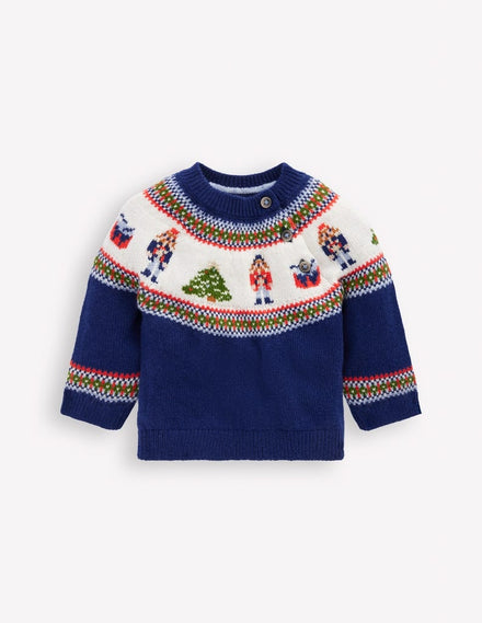 Fair isle Sweater-College Navy Nutcracker