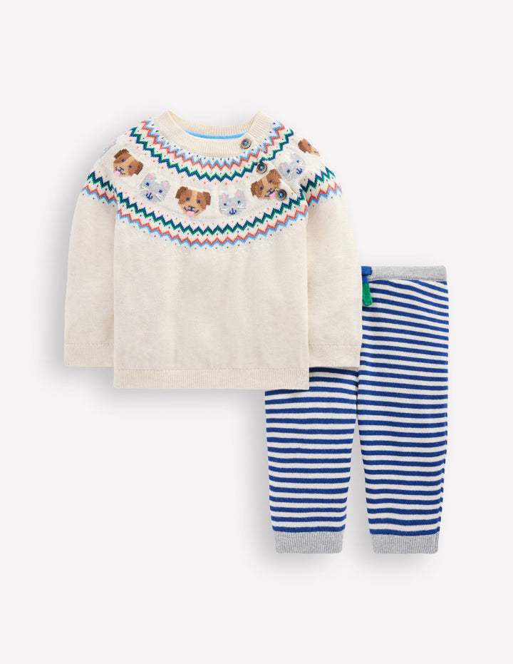 Knitted Play Set-Ecru Marl Pets