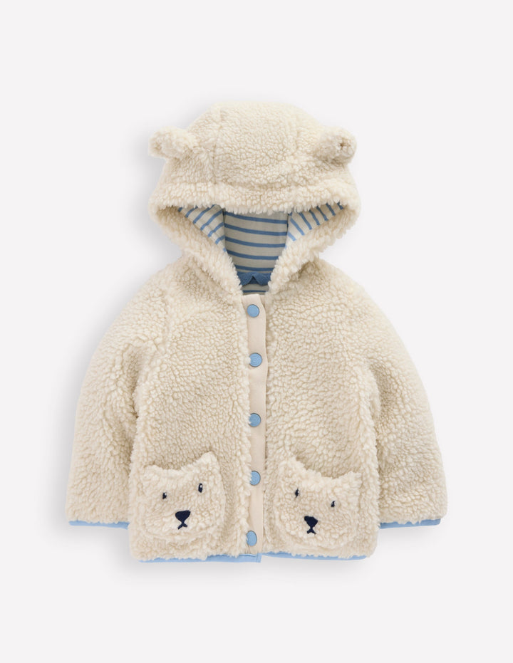 Girls Novelty Cosy Borg Jacket-Oatmeal Bears