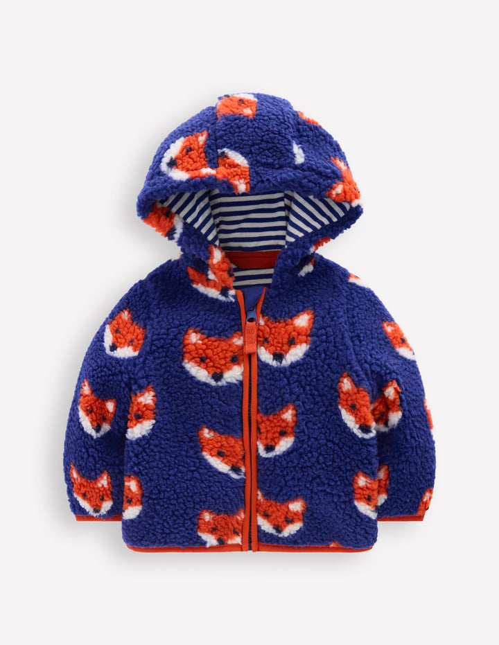 Boys Novelty Cosy Borg Jacket-Blue Foxes