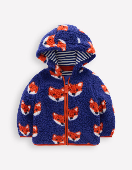 Boys Novelty Cosy Borg Jacket-Blue Foxes