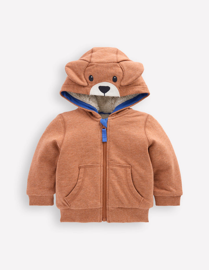 Shaggy Lined Novelty Hoody-Brown Dog